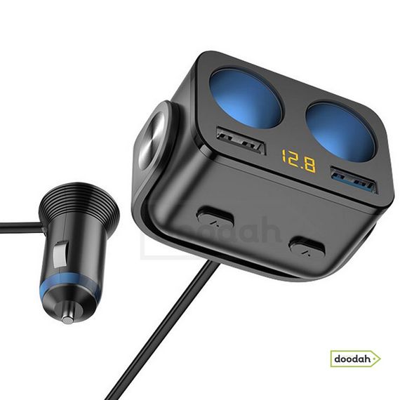 Зарядний пристрій із прикурювачами - Ozio Y34QA. 12-24V, 90W, 2 USB, QC3.0, 70см. Гарантія 6 міс. | Зображення 3