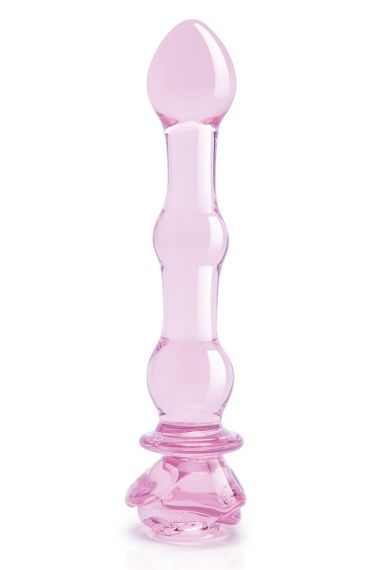 Скляний фалоімітатор Dream Toys Glaze Glass у формі бутона троянди з намистинами, рожевий Sex Aura | Зображення 1