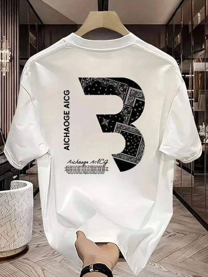 Футболка мужская с принтом повседневная XL Белая