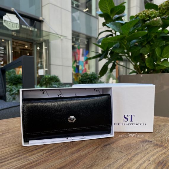 Чорна ключниця з натуральної шкіри із відділенням для грошей ST Leather B416 | Зображення 3