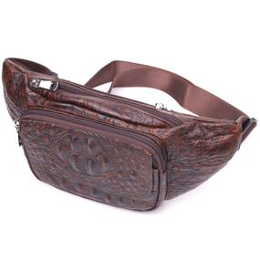 Сумка Vintage З натуральної шкіри з фактурою під крокодила Коричнева (21298)