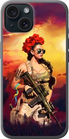 Чехол на iPhone 15 Украинка с оружием "5316u-3075-17620"