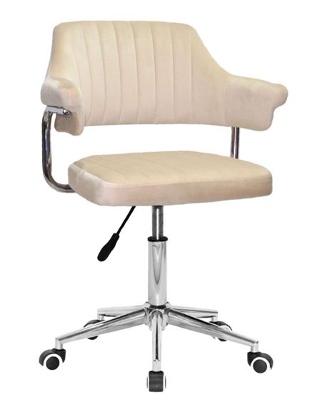 Крісло Jeff Modern Office велюр бежевий B-1032, на хромованій нозі-хрестовині модерн із колесиками | Зображення 1