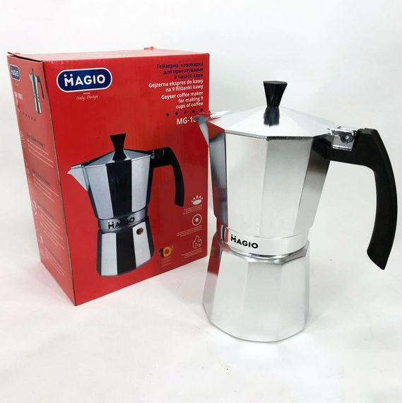Гейзерная кофеварка Magio MG-1003 450 мл, кофеварка для индукционной плиты, гейзер для кофе | Зображення 5