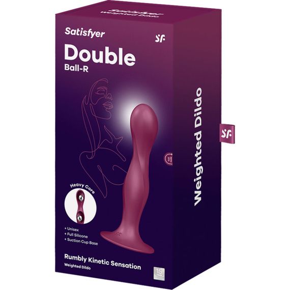 Дилдо Satisfyer Double Ball-R Red, унісекс, рухомі кульки всередині, на присосці | Зображення 3