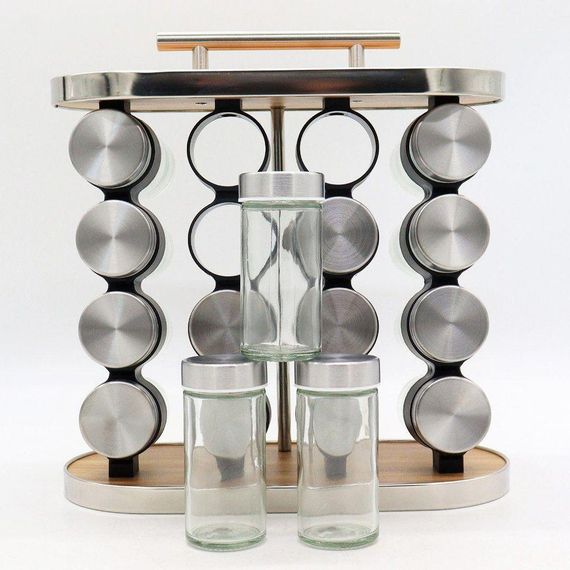 Набір баночок для спецій 16 шт, на підставці / Органайзер для зберігання приправ / Ємності для спецій | Зображення 7