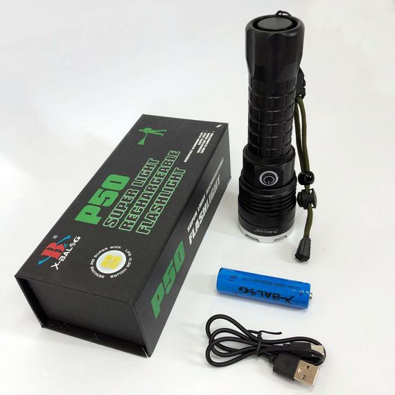 Мощный аккумуляторный лед фонарик X-Balog BL-A72-P50, Карманный фонарь с usb зарядкой, Супер JS-132 яркий фонарик | Зображення 9