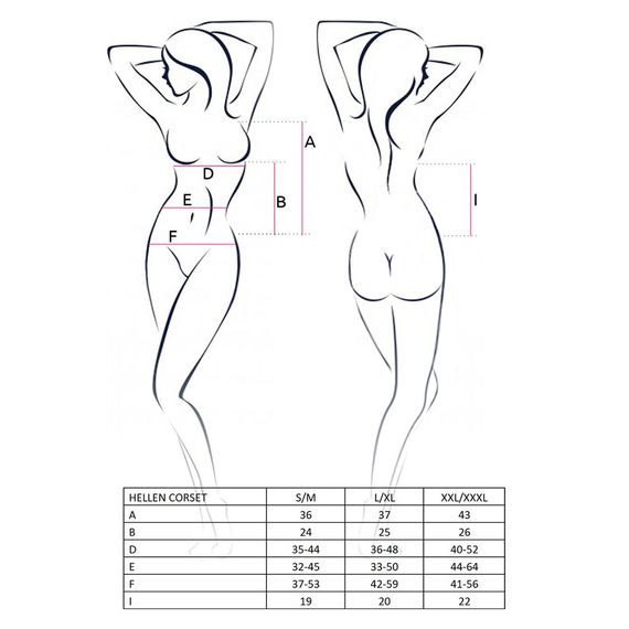 Корсет с пажами Passion HELLEN CORSET S/M, black, трусики, полупрозрачный | Зображення 2