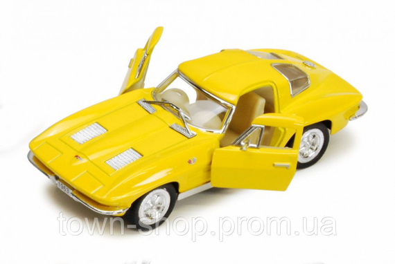 Детская модель машинки Corvette "Sting Rey" 1963 Kinsmart KT5358W инерционная, 1:32 (Yellow)