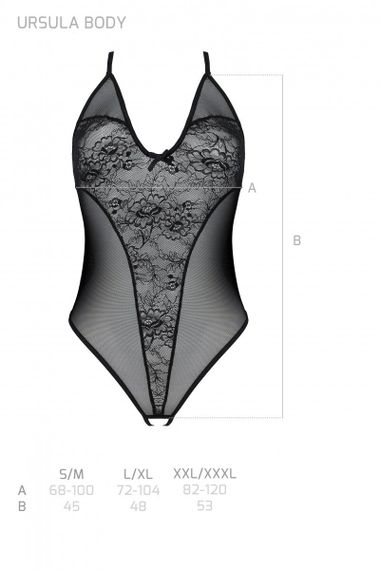 Боді з ажурним декором та інтимним вирізом Passion Ursula Body, Чорний, S, M, S/M, Маленький розмір | Зображення 4