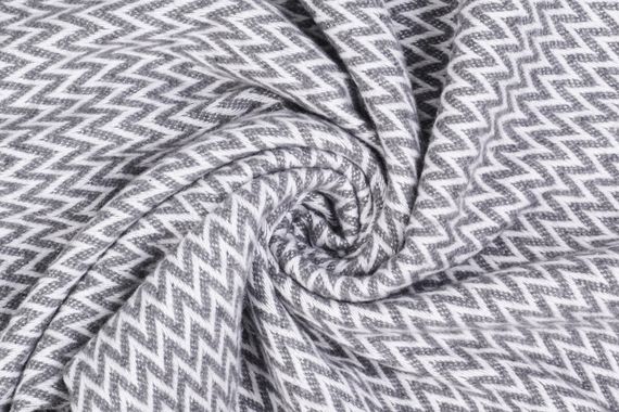 Плед бавовняний зіг-заг сірий Love You 140 x 200 см | Зображення 1