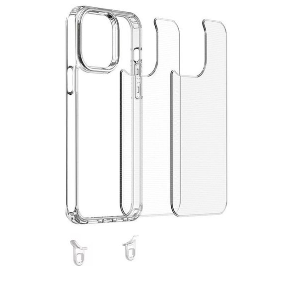 Чехол TPU Transparent with Straps для Apple iPhone 15 (6.1") Light Pink | Зображення 2