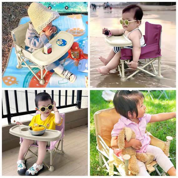 Дитячій стільчик складний портативний для годування з підносом, дорожній обідній стілець для дітей 6–36 міс, стільчик-бустер | Зображення 5