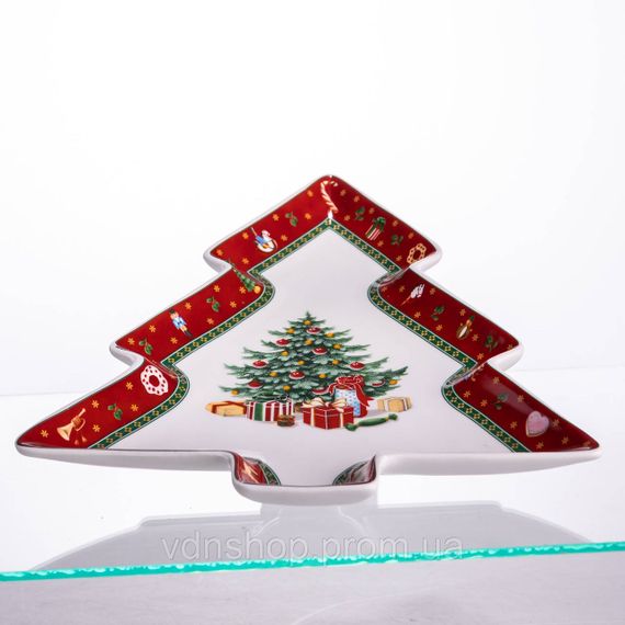 Блюдо сервировочное новогоднее для закусок Christmas 29×24×2 (см) фарфора HP-SDHK-17 | Зображення 1