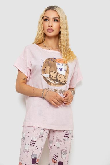 Пижама женская с принтом, цвет розовый, 243R15496 | Зображення 1
