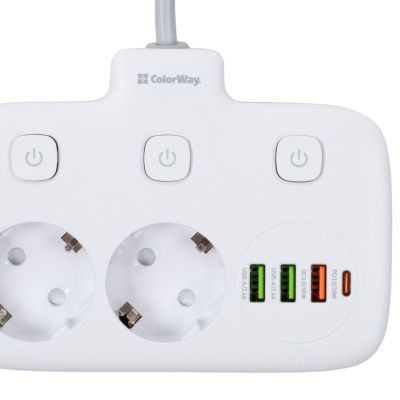 Сетевой фильтр питания ColorWay CW-CHE24PDW 2 розетки/4USB (CW-CHE24PDW) | Зображення 9