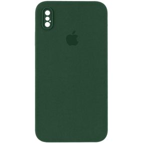 Чехол Silicone Case Square Full Camera Protective (AA) для Apple iPhone XS / X (5.8") Зеленый / Cyprus Green