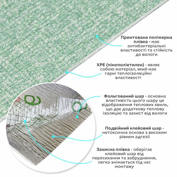 Самоклеючі шпалери 2800х500х1,5мм Зелений з білим YM-11 (D) SW-00002019 | Зображення 1