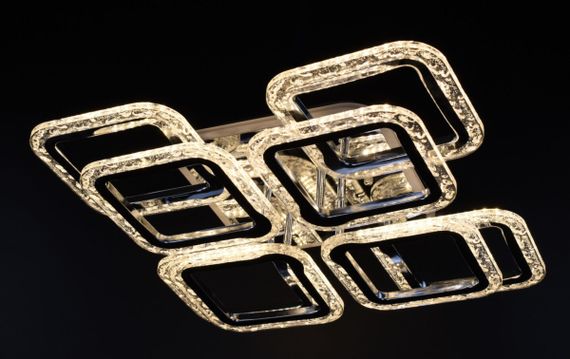 Люстра світлодіодна стельова LED світильник для квартири на стелю лед з пультом 26528 Хром 11х46х46 см. | Зображення 1