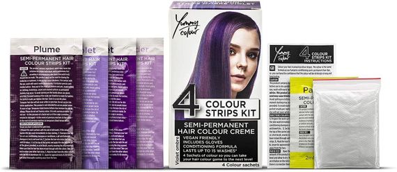 Краска для волос из 4 цветных полосок Фиолетовый Омбре YUMMY COLOUR 4 COLOUR STRIPS KIT Stargazer | Зображення 4