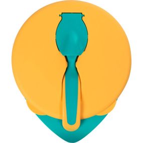 Тарелка детская Baboo с крышкой и ложечкой, от 6 месяцев (зелено-оранжевая) (9-028)