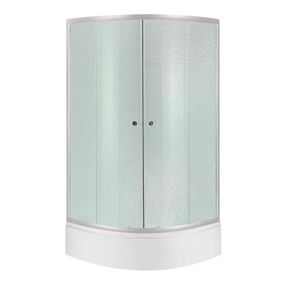 Lidz Latwa SC90x90.SAT.MID.FR Душова кабіна напівкругла, скло Frost 4 мм + Lidz Душовий піддон KAPIELKA ST90x90x26, з панеллю