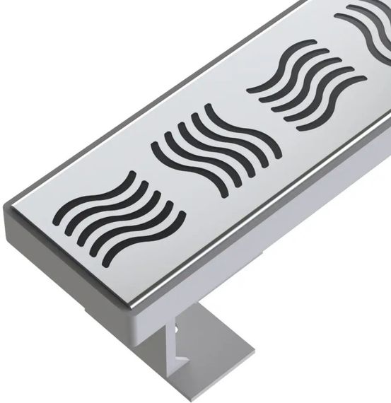 Душевой канал с горизонтальным фланцем Maxiflow Standart Line 60 см 360° решетка Волна 4013.00360K.060.1 | Зображення 4