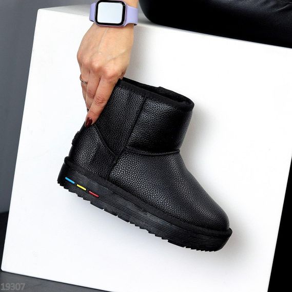 Молодежные черные низкие угги натуральная кожа флотар | Зображення 8