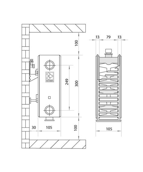 Радіатор сталевий KOER 22х300х400.B нижнє підключення RAD097 | Зображення 1