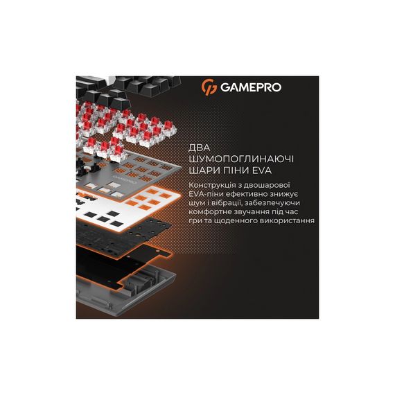 Клавіатура GamePro Genesis Joker Pro MK124G Pro Outemu Red Switch Wireless/Bluetooth/USB UA Gray (MK124G Pro) | Зображення 8