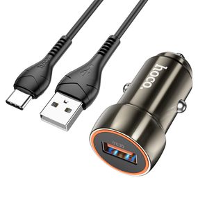 Набір АЗУ 12-24V HOCO Z46 + кабель Type-C, 1xUSB, 18W, кабель 1м, Blac арт.41966