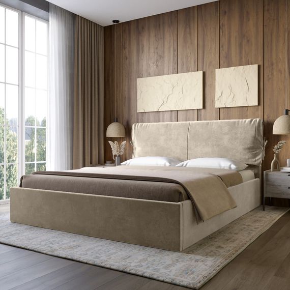 Двоспальне ліжко з м`яким узголів`ям LION Порто Парадіз 03 160х200 см (LION-041734)