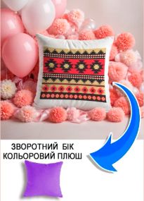 Подушка плюшева Мерч Крафт Дизайн з принтом орнамент 06 бузковий плюш квадратна 33х33 см