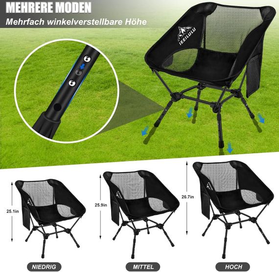 Складной кемпинговый стул 2 шт до 130кг кресло туристическое со спинкой легкое портативное для рыбалки походов | Зображення 1