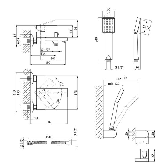 Змішувач для ванни Kroner KRP Harz - C060 (CV023608) | Зображення 1
