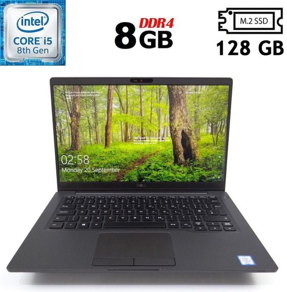Ультрабук Dell Latitude 7400 / 14" (1920x1080) IPS / Intel Core i5-8265U (4 (8) ядра по 1.6 - 3.9 GHz) / 8 GB DDR4 / 128 GB SSD M.2 / Intel UHD Graphics 620 / WebCam б/у