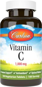Витамин C Carlson Vitamin C, 1,000 mg, 100 Vegetarian Tablets