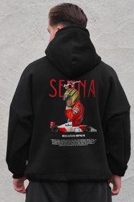 Оверсайз худі толстовка на флісі з капюшоном та принтом Without Senna Black