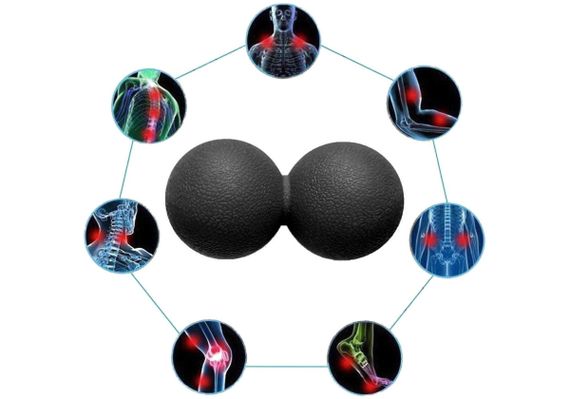 Масажний м'ячик EasyFit TPR подвійний 12х6 см чорний (EF-2175-B) | Зображення 1