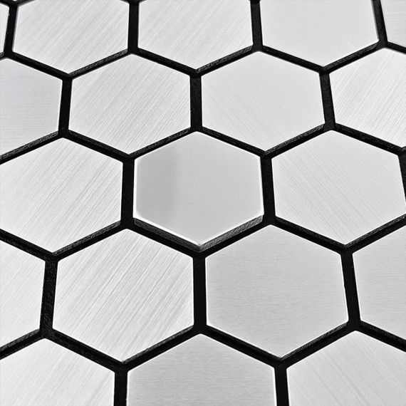 Самоклеюча алюмінієва плитка срібна мозаїка із дзеркальними вставками 300х300х3мм SW-00001928 | Зображення 4