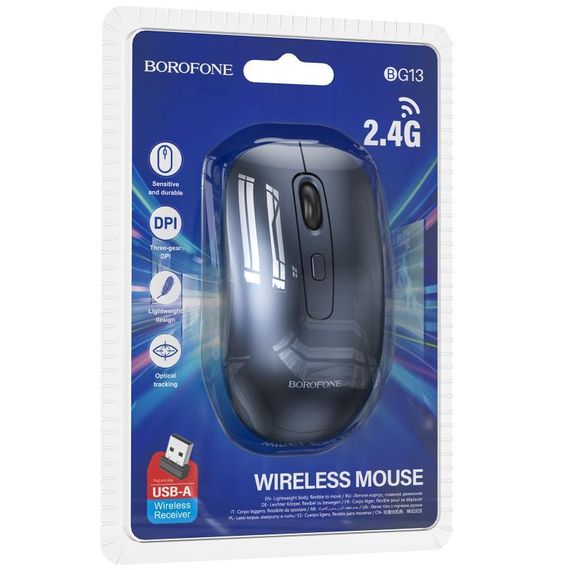 Миша бездротова Borofone BG13 Winner 2.4G Black / Metal gray | Зображення 1