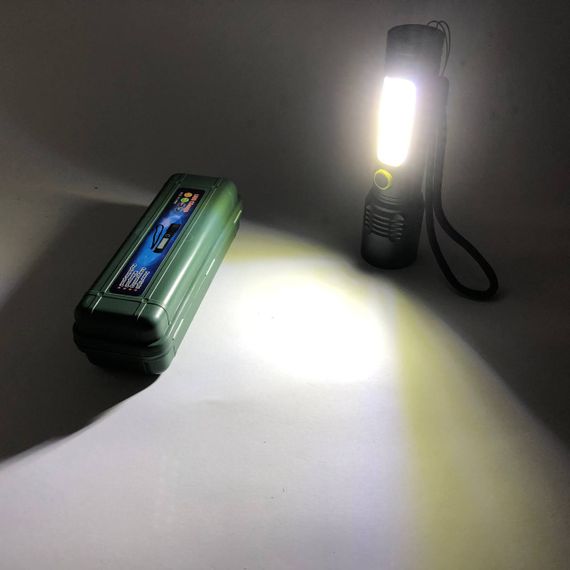 Ліхтар ручний батарейний BN-537-TG+COB (White+red), Потужний акумуляторний світлодіодний ліхтар MY-57 | Зображення 1