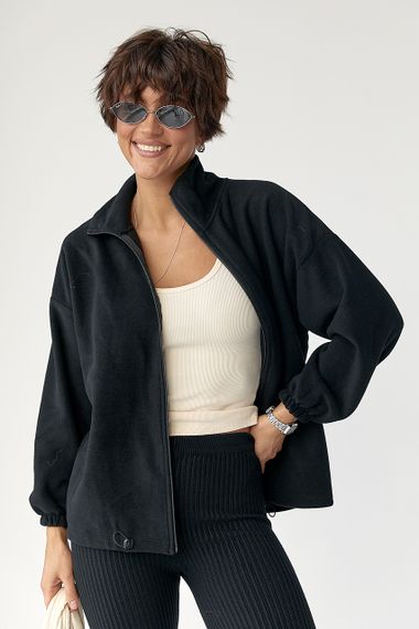 Флісова кофта на блискавці - чорний цвет, 38р (є розміри) | Зображення 4