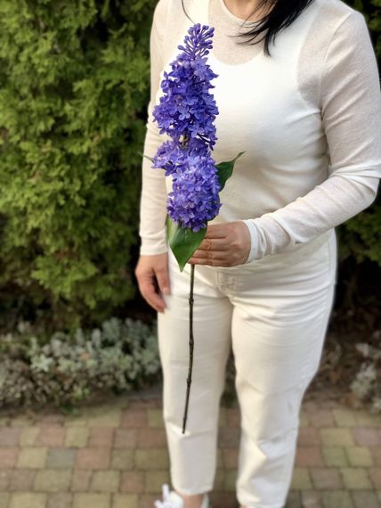 Сирень голубая латексная, премиум качество, искусственные цветы Real Touch, большая ветка 72 см | Зображення 2