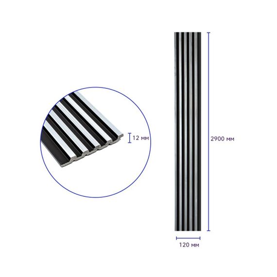 Рейка декоративна PS 2900х120х12мм Чорний зі сріблом SW-00002133 | Зображення 2