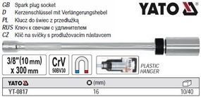 Ключ для свічок магнітний 3/8" 16х300 мм YATO Польща YT-0817