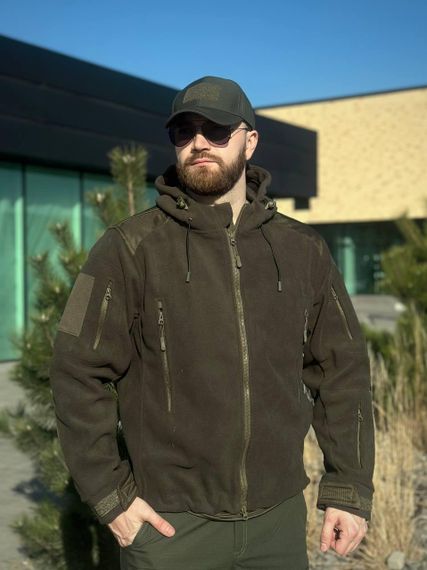 Тактична Куртка Олива мікрофліс з Капюшоном Military Olive