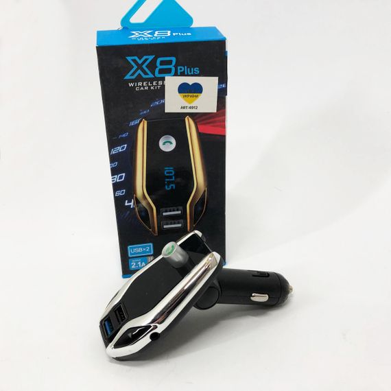 Автомобильный Fm модулятор Bluetooth FM X8 plus, Фм модулятор с флешкой от прикуривателя | Зображення 6