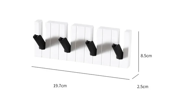 Настінна ключниця SV Four Hooks Piano на 4 гачки 22x16x4 см у вигляді клавіш, Білий (sv0591k2) | Зображення 4