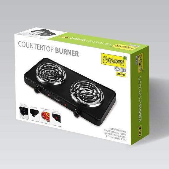 Электроплита настольная Maestro MR-770-2, 2000 Вт, 2 конфорки, механическое управление | Зображення 2
